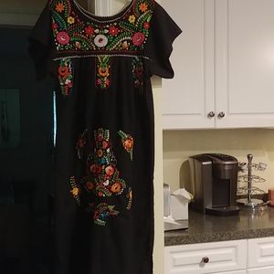 Mexican embroidered midi length dress